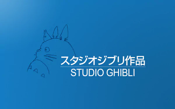 A minimalist HD desktop wallpaper featuring a sketch of Totoro, iconic character from Studio Ghibli's beloved film, My Neighbor Totoro, set against a vibrant blue background.