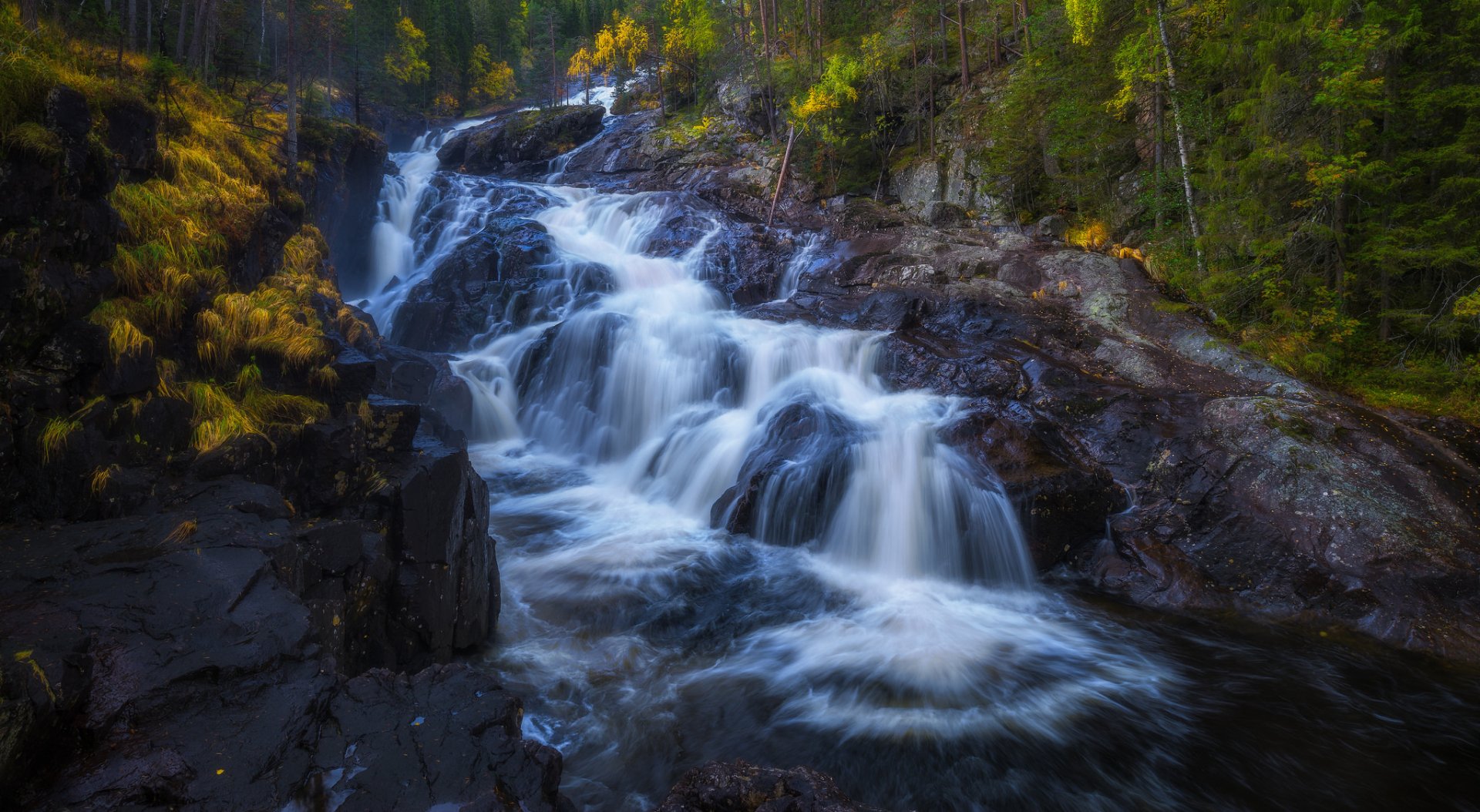 Rocky Waterfall in Forest