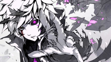High-definition desktop wallpaper featuring Add from the video game Elsword, showcasing a dynamic pose with striking purple accents and a dramatic background.