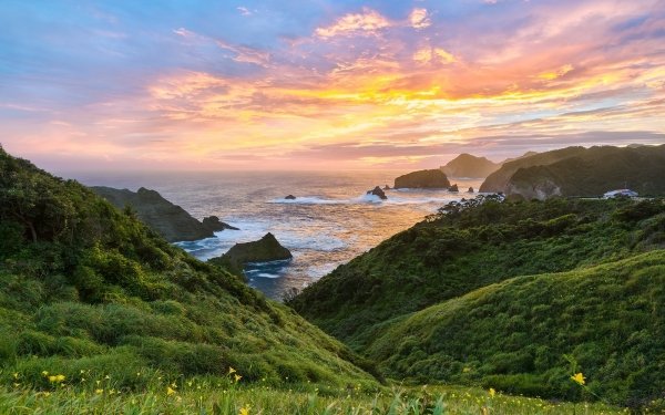 Nature Coastline Ocean Sunset Horizon HD Wallpaper | Background Image