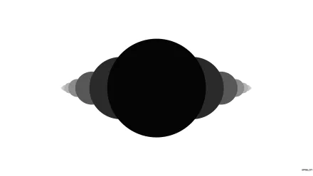 Abstract black and white HD desktop wallpaper featuring geometric circles with gradient shading on a white background.