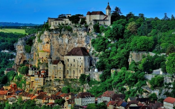 Man Made Rocamadour Towns France City Stone House Building HD Wallpaper | Background Image