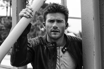 Black & White American actor Celebrity Scott Eastwood HD Desktop Wallpaper | Background Image