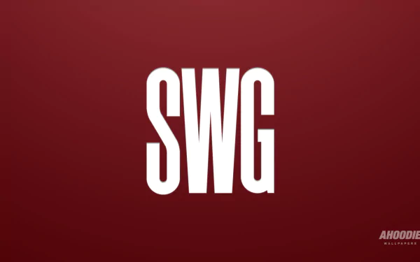 Artistic HD PC desktop wallpaper featuring bold white SWG lettering centered on a deep maroon gradient background.