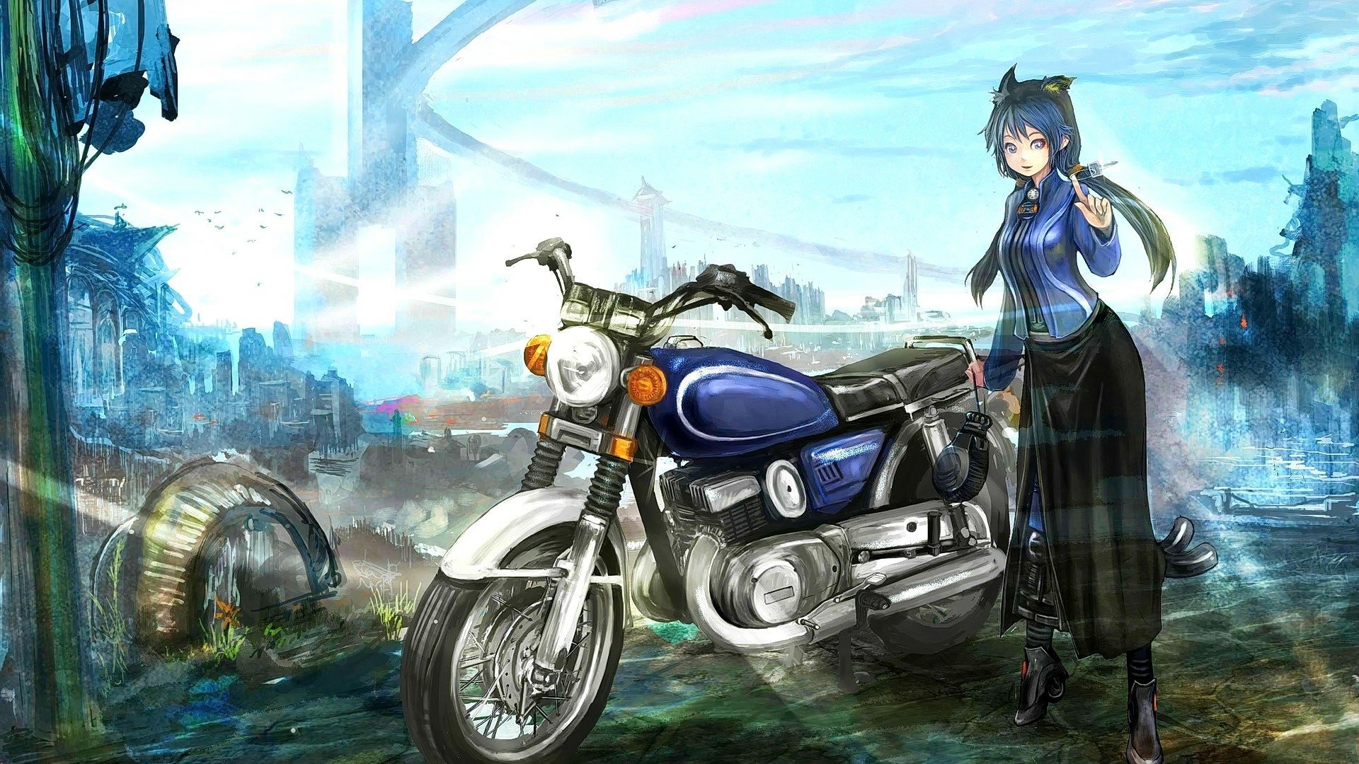 Anime Girl Motorcycle Hd Wallpapers