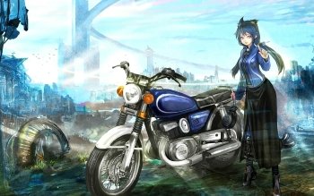 Anime Girl Motorcycle Wallpaper gambar ke 9