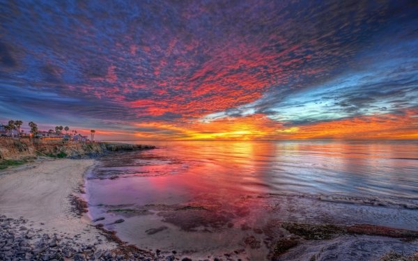 Earth Ocean Beach Tropical Sunset Horizon HDR HD Wallpaper | Background Image