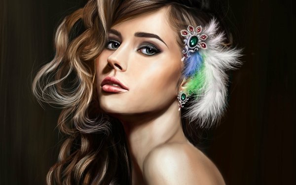 Women Artistic Portrait Painting Jewelry HD Wallpaper | Background Image