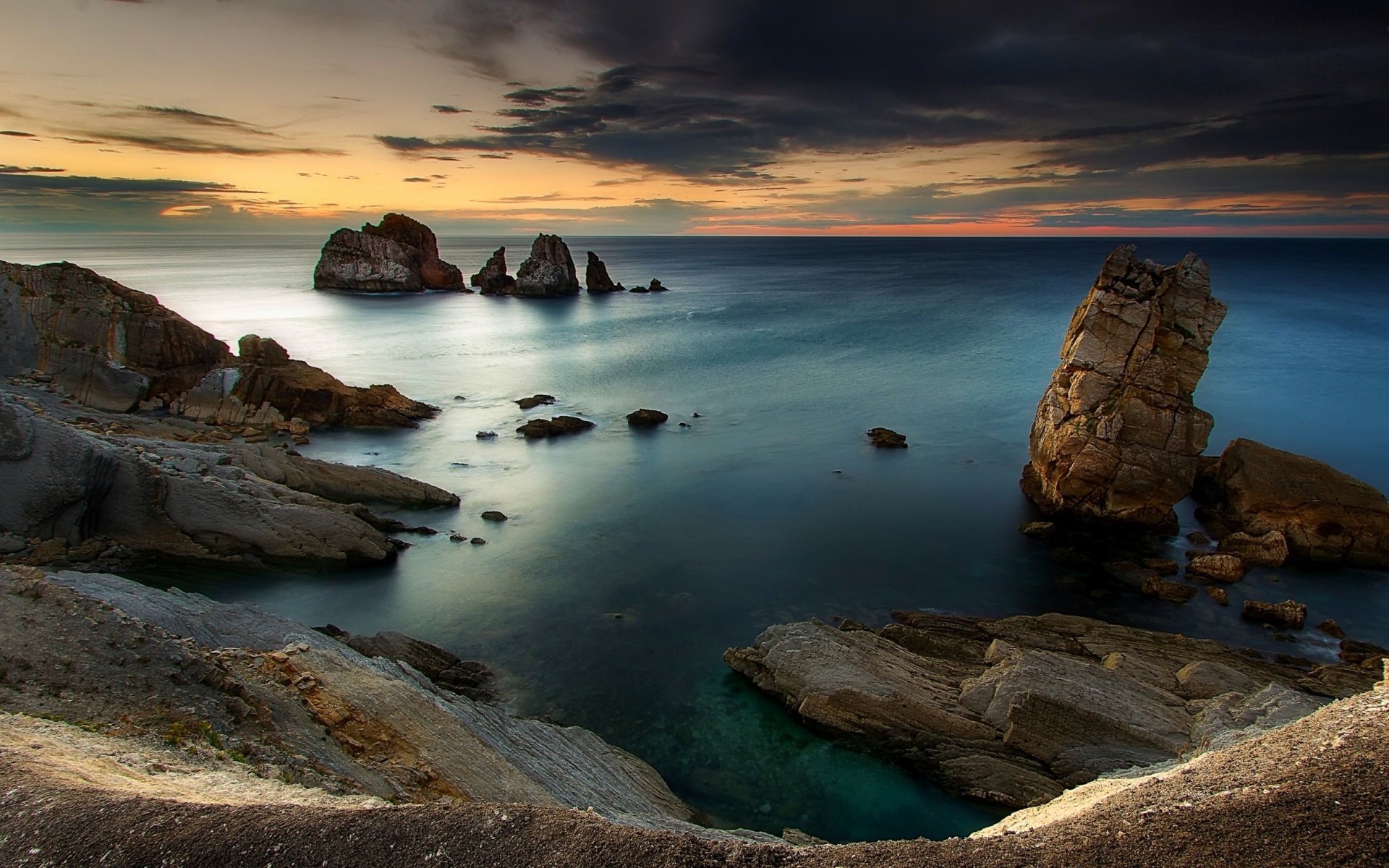 Download Horizon Sunset Nature Ocean HD Wallpaper