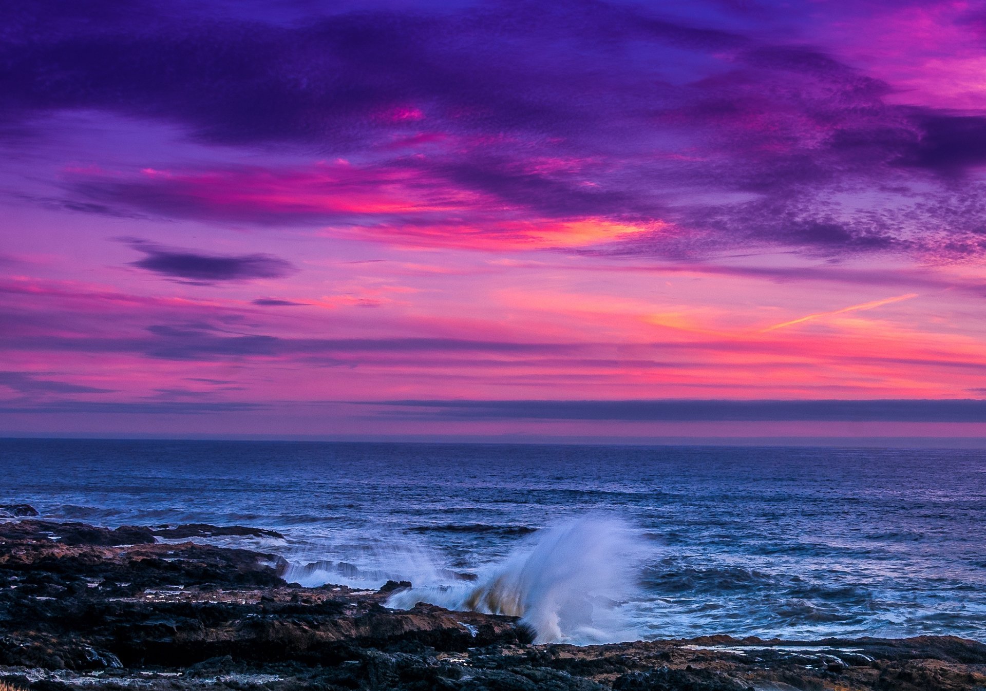 Ocean With Pink Clouds During Sunset Hd Pink Wallpape
