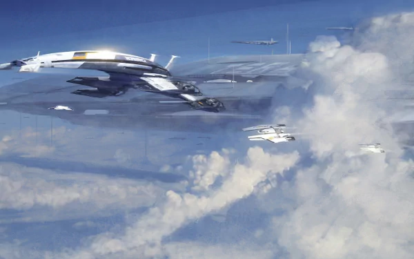 Sci Fi spaceship ship Normandy SR-1 video game Mass Effect HD Desktop Wallpaper | Background Image