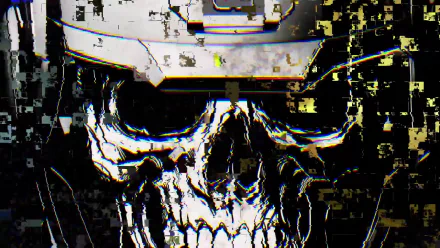 A striking HD wallpaper featuring a skull design, inspired by the video game Call of Duty: Infinite Warfare, showcasing a blend of dark and glitch effects.