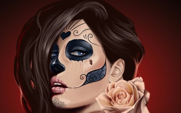 Artistic Sugar Skull Fantasy Face Paint Makeup HD Wallpaper | Background Image