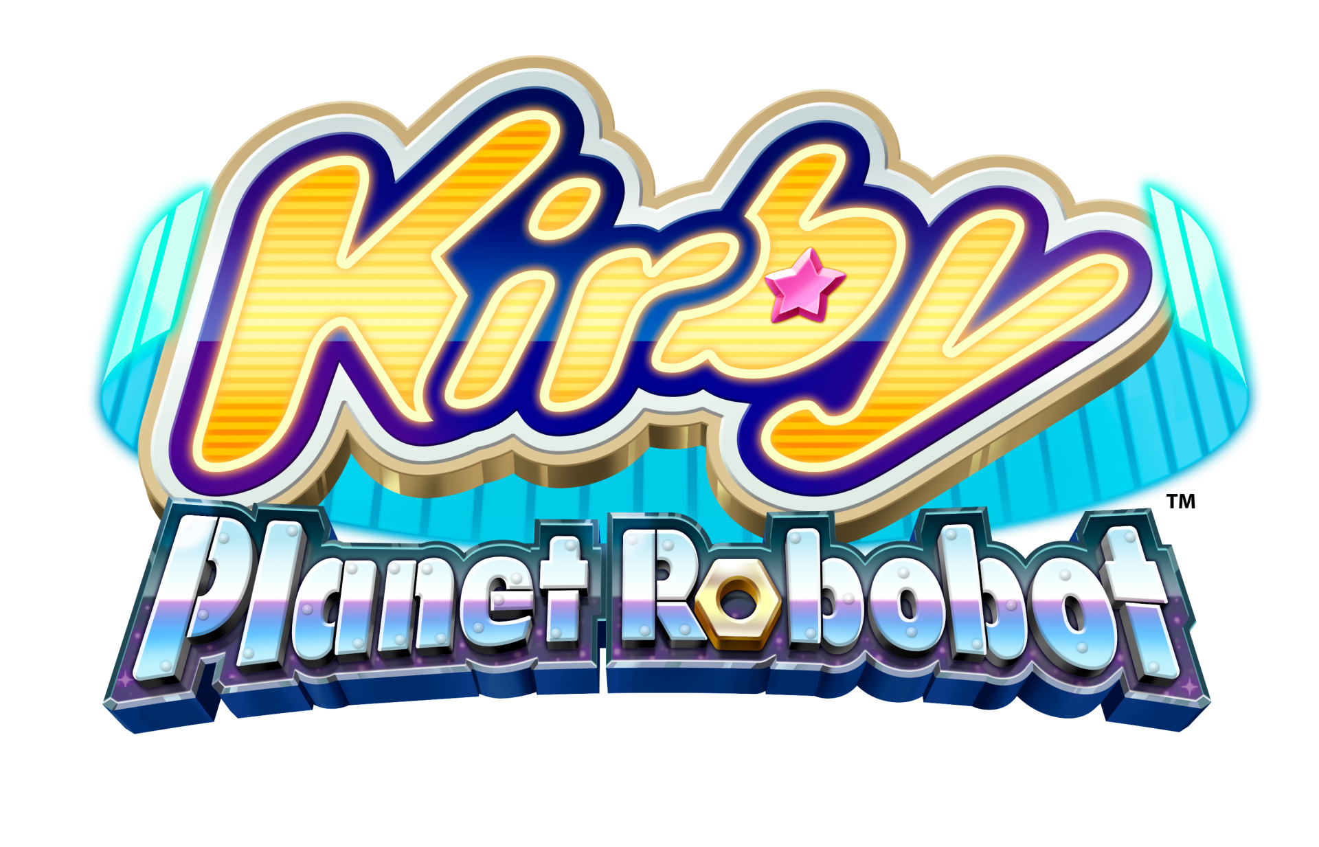 HD desktop wallpaper featuring the colorful logo for Kirby: Planet Robobot.