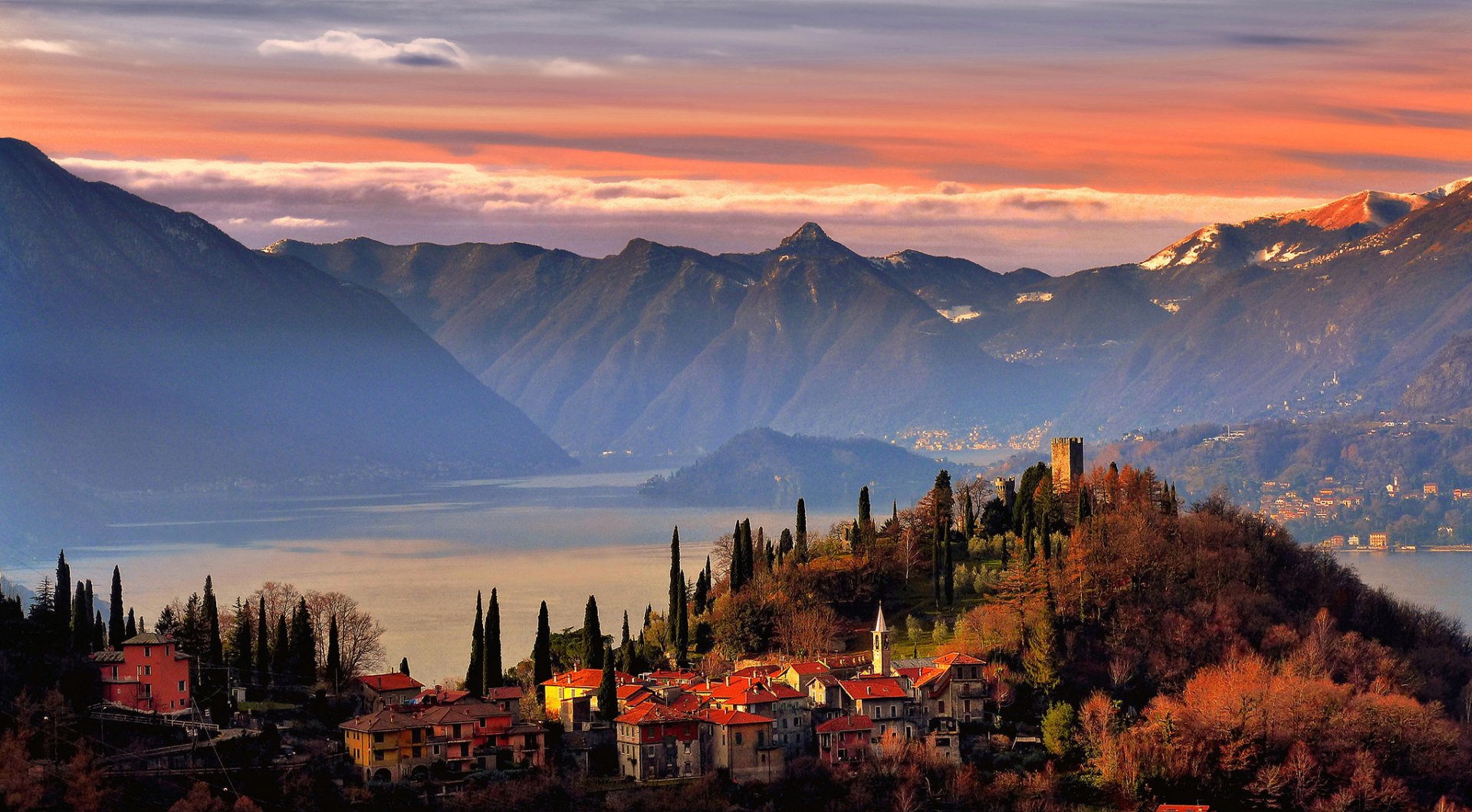 Download Town Landscape Mountain Coast House Italy Man Made Varenna HD Wallpaper