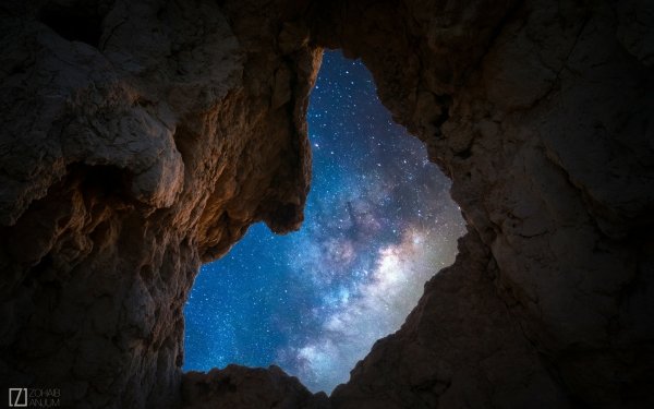 Sci Fi Stars Cave Night Milky Way Galaxy HD Wallpaper | Background Image
