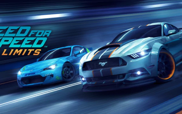 HD PC desktop wallpaper featuring high-speed cars from the video game Need For Speed: No Limits racing through a dynamic nighttime street scene.