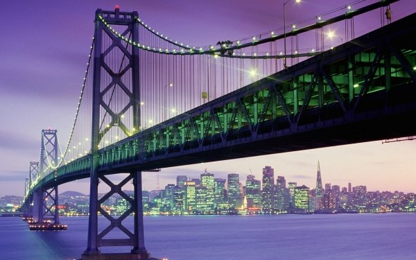 Man Made Bay Bridge Bridges Bridge Light City Dusk San Francisco HD Wallpaper | Background Image