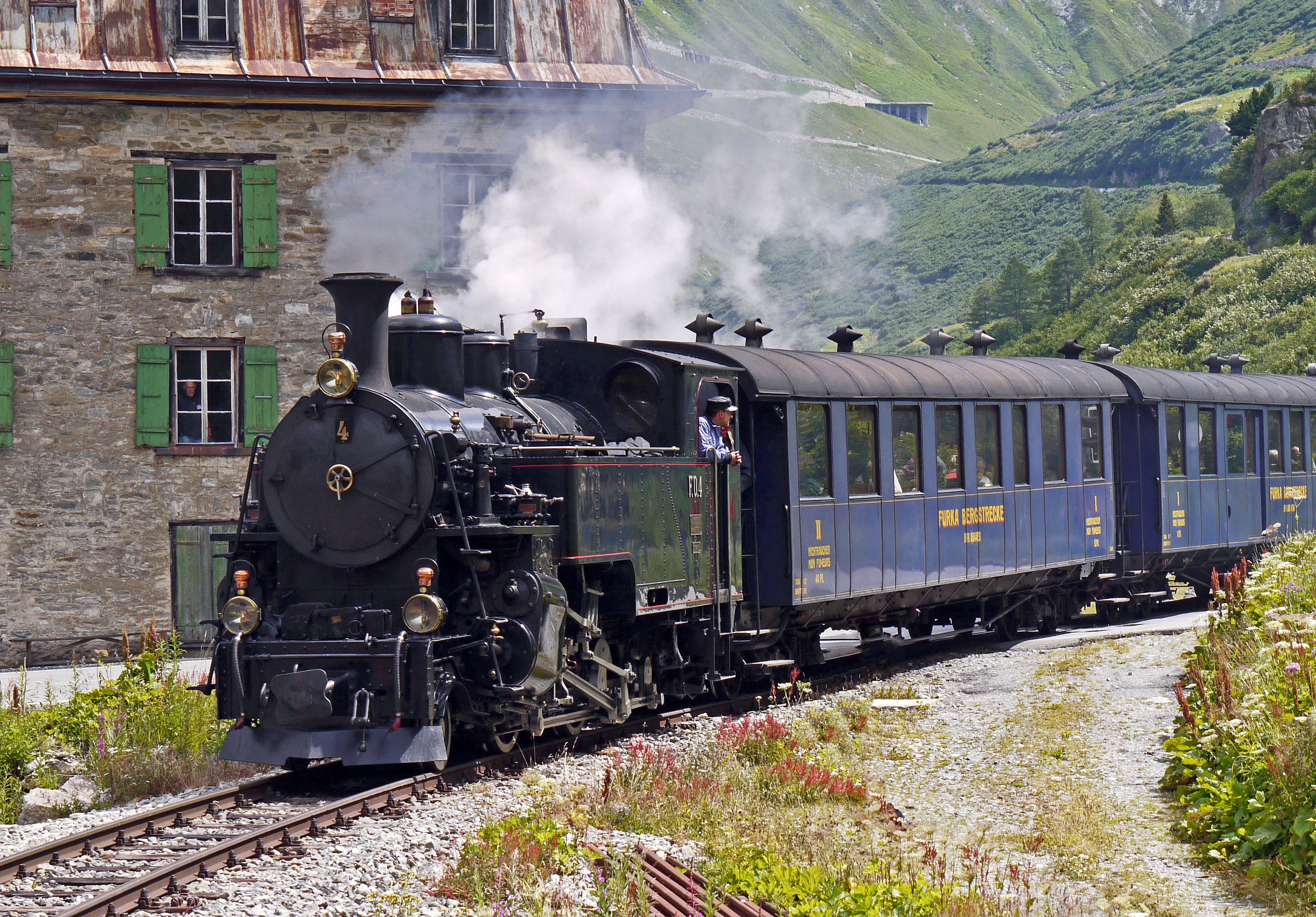 Furka Cogwheel Steam Railway Gletsch Switzerland by hpgruesen
