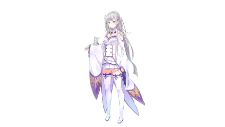 HD desktop wallpaper featuring Emilia from the anime Re:Zero - Starting Life in Another World, accompanied by Pack.