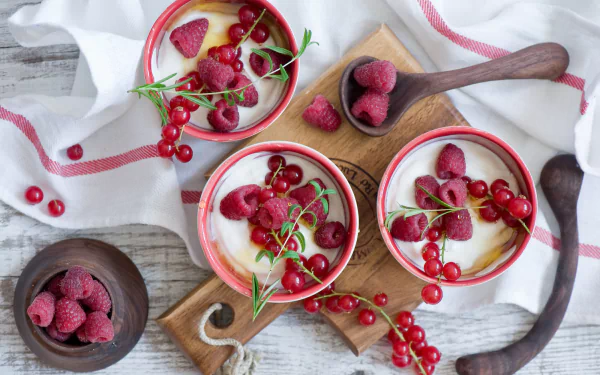 still life currants berry raspberry food yogurt HD Desktop Wallpaper | Background Image