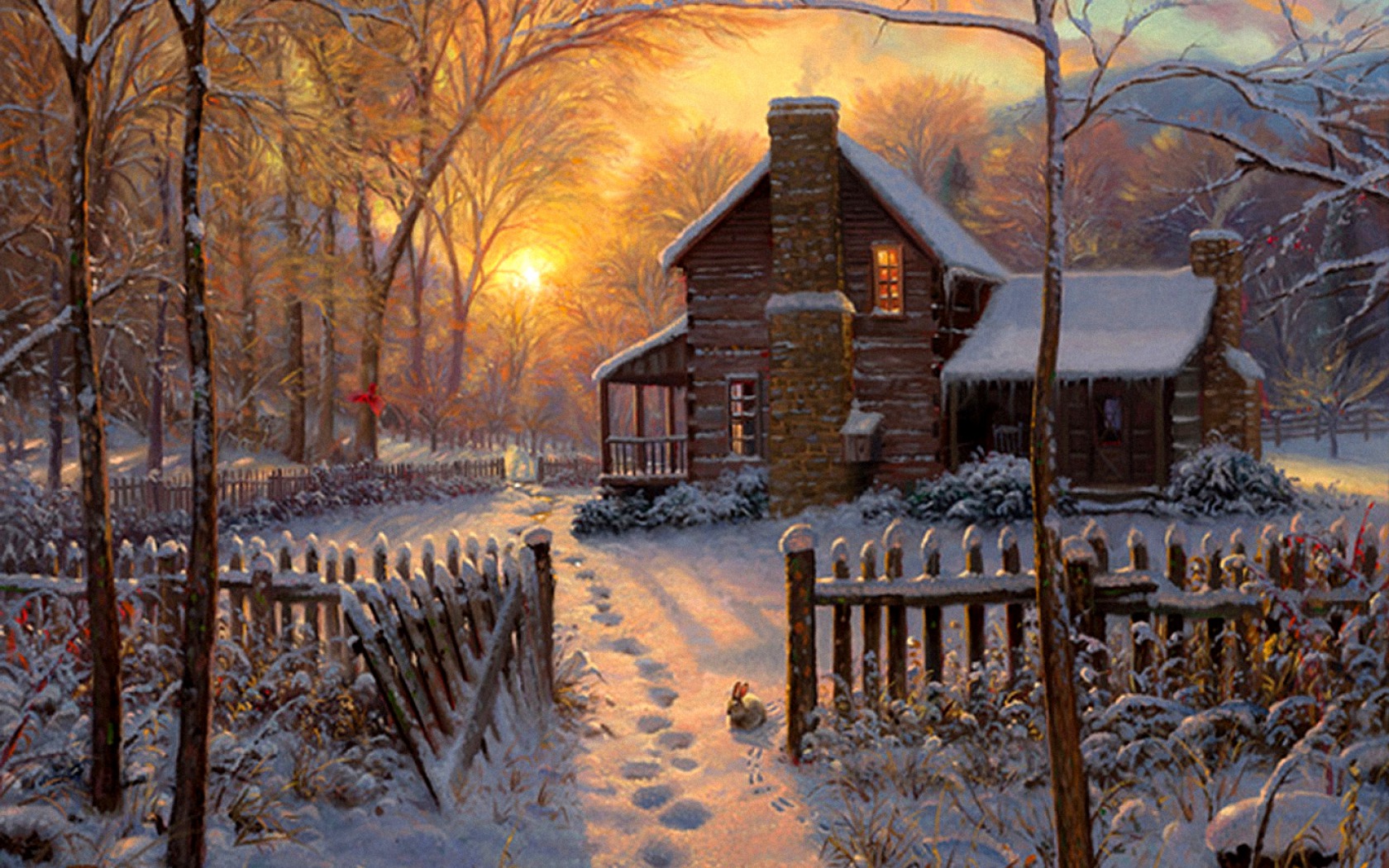 Download Fence Snow Winter Artistic House Wallpaper by Mark Keathley