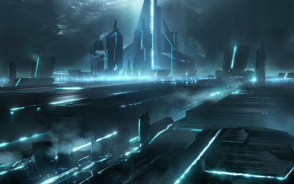 Sci Fi City Night Cityscape Light Building Skyscraper HD Wallpaper | Background Image