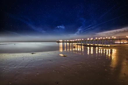  Starry Sky over Ocean Pier by Nasser Osman