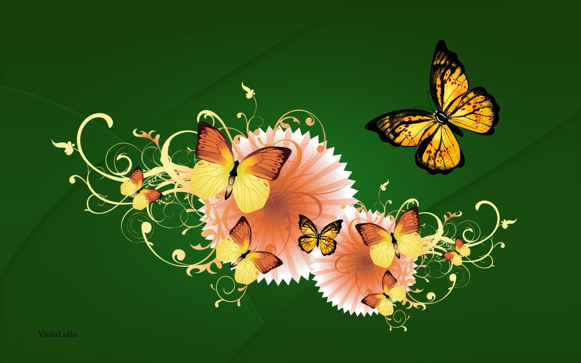 Download Flower Design Artistic Butterfly HD Wallpaper