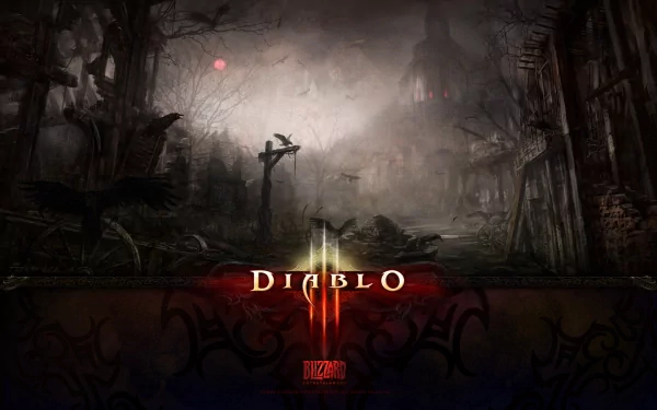 HD PC desktop wallpaper featuring eerie, dark landscape from the video game Diablo III, highlighting its gothic and ominous atmosphere.