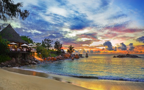 Fotografía Playa Centro Turístico Palmera Horizon Seychelles Tropico Océano Sea Fondo de pantalla HD | Fondo de Escritorio