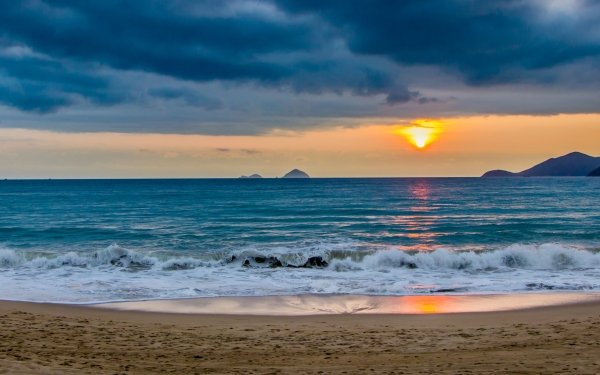 Earth Ocean Sea Sunrise Wave Water Beach Sand Cloud Sky Sun Horizon Nature HD Wallpaper | Background Image