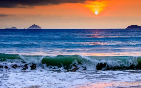 Earth Ocean Sunrise Wave Sun Water Sea Sky HD Wallpaper | Background Image