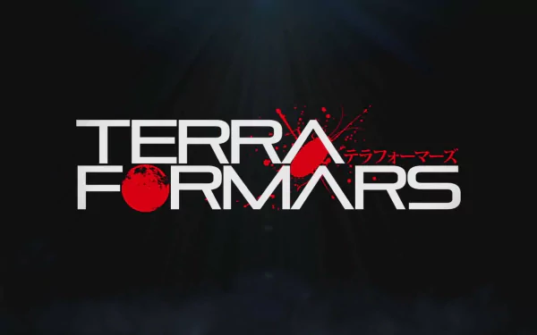 A high-definition desktop wallpaper featuring the title Terra Formars, showcasing a sleek design with bold typography and striking red accents against a dark background.