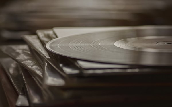 Music Record Close-Up Black & White HD Wallpaper | Background Image