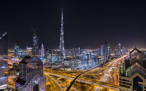 Man Made Dubai Cities United Arab Emirates Night City HD Wallpaper | Background Image