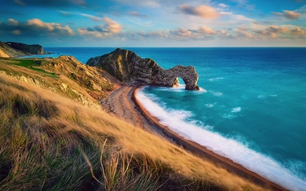 Nature Durdle Door Dorset England Ocean Sea Horizon HD Wallpaper | Background Image