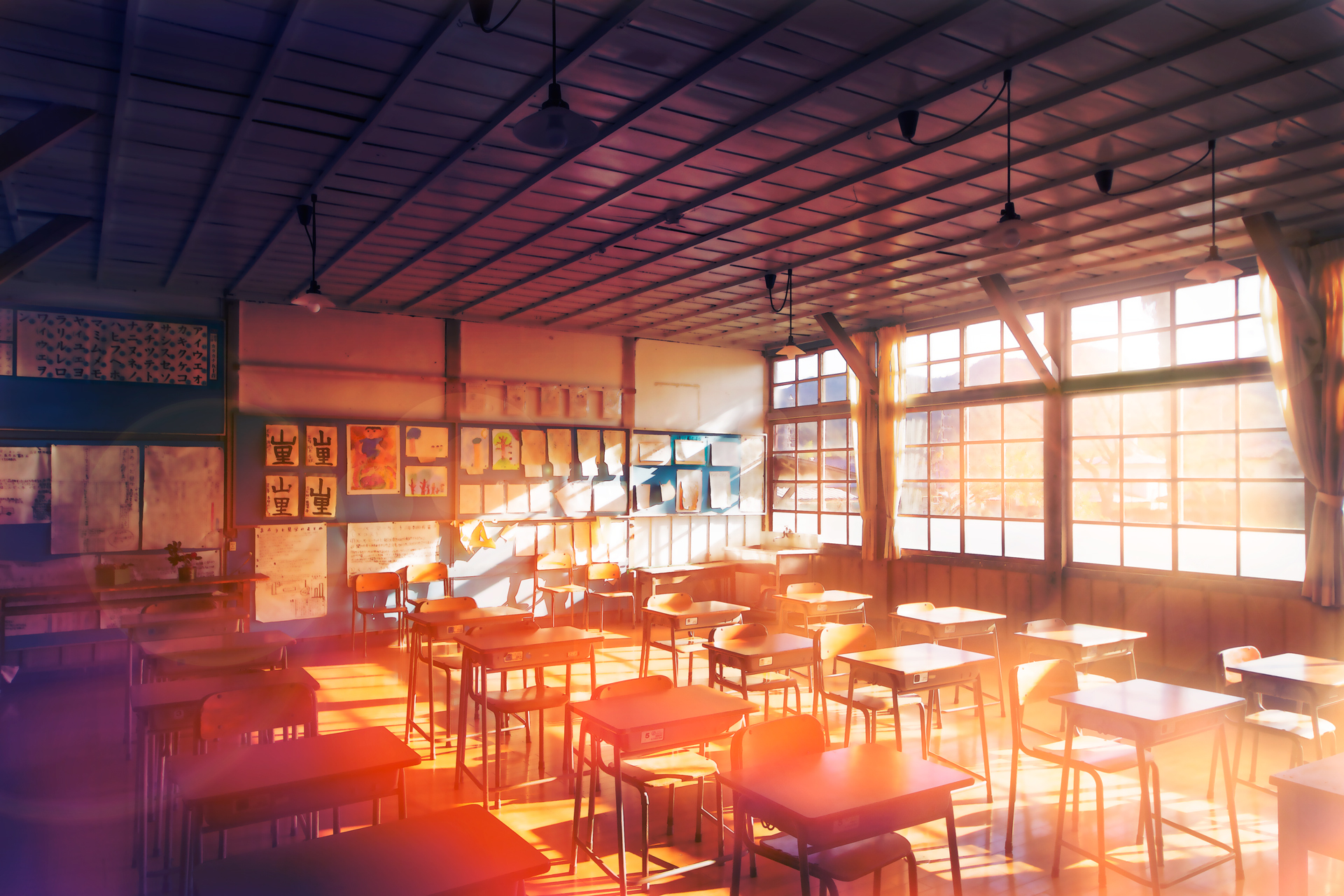Anime Classroom HD Wallpaper by Kaminogi Ryuuichi