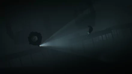 HD desktop wallpaper from the video game 'Inside,' depicting a submerged scene with a character illuminated by a spotlight.