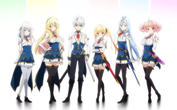 HD desktop wallpaper featuring characters Airi Arcadia, Celistia Ralgris, Krulcifer Einfolk, Lisesharte Atismata, Philphie Aingram, and Lux Arcadia from *Undefeated Bahamut Chronicle*.