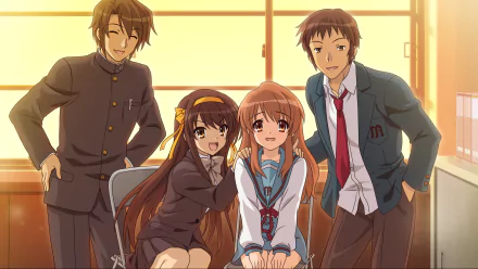 Suzumiya Haruhi no Yuuutsu Itsuki Koizumi Kyon (Haruhi) Mikuru Asahina Haruhi Suzumiya Anime The Melancholy of Haruhi Suzumiya HD Desktop Wallpaper | Background Image