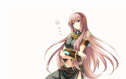 HD anime PC wallpaper featuring Luka Megurine from Vocaloid, showcasing her with long pink hair and futuristic outfit against a plain background.