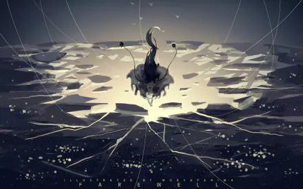 HD wallpaper featuring Rem from Re:Zero - Starting Life in Another World, surrounded by an abstract, fractured landscape.