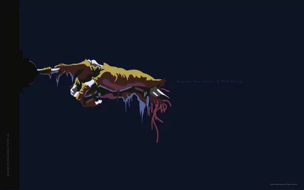 HD desktop wallpaper depicting a dark, eerie scene featuring a detailed, decaying finger pointing against a black background, reminiscent of a horror movie house setting.