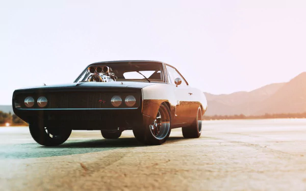 A sleek, modified muscle car is showcased against a sunset backdrop, inspired by Forza Horizon 2, making for an engaging HD PC desktop wallpaper.