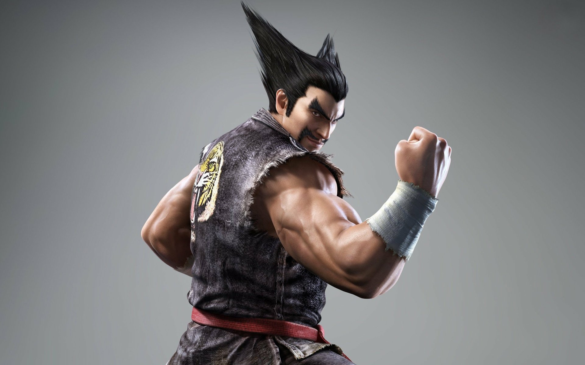 HD PC desktop wallpaper featuring Heihachi Mishima from the video game Tekken 7 in a powerful pose against a plain background.