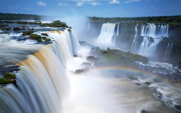 Nature Iguazu Falls Waterfalls Argentina Waterfall Rainbow HD Wallpaper | Background Image