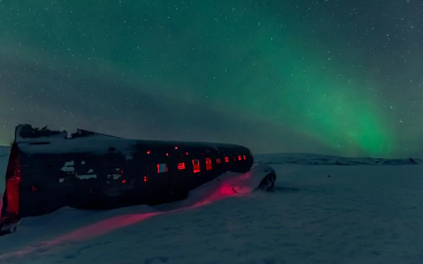 wreck nature aurora borealis Plane Crash HD Desktop Wallpaper | Background Image