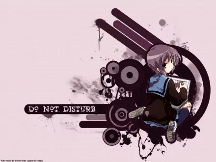 HD desktop wallpaper featuring Yuki Nagato from The Melancholy of Haruhi Suzumiya, surrounded by abstract designs and the text DO NOT DISTURB.