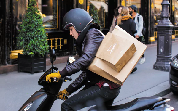 Kristen Stewart riding a scooter in a scene from the movie Personal Shopper, captured in 4K Ultra HD for a PC desktop wallpaper.